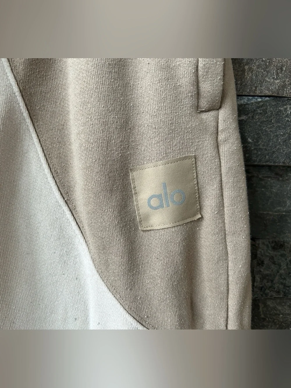 Alo Yoga “Make Waves” Sweatpants in Ivory/Bone/Gravel Colorway
